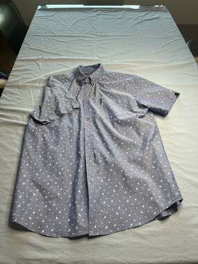 Ben Sherman Men's Blue Beach Pattern Short Sleeve Button Down Shirt Size XL